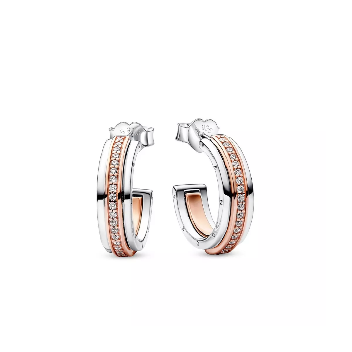 Arracades Pandora plata rose gold plated 14k zircon - 282737C01