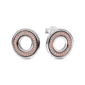 Pendientes Pandora plata rose gold plated 14k circon  - 282780C01