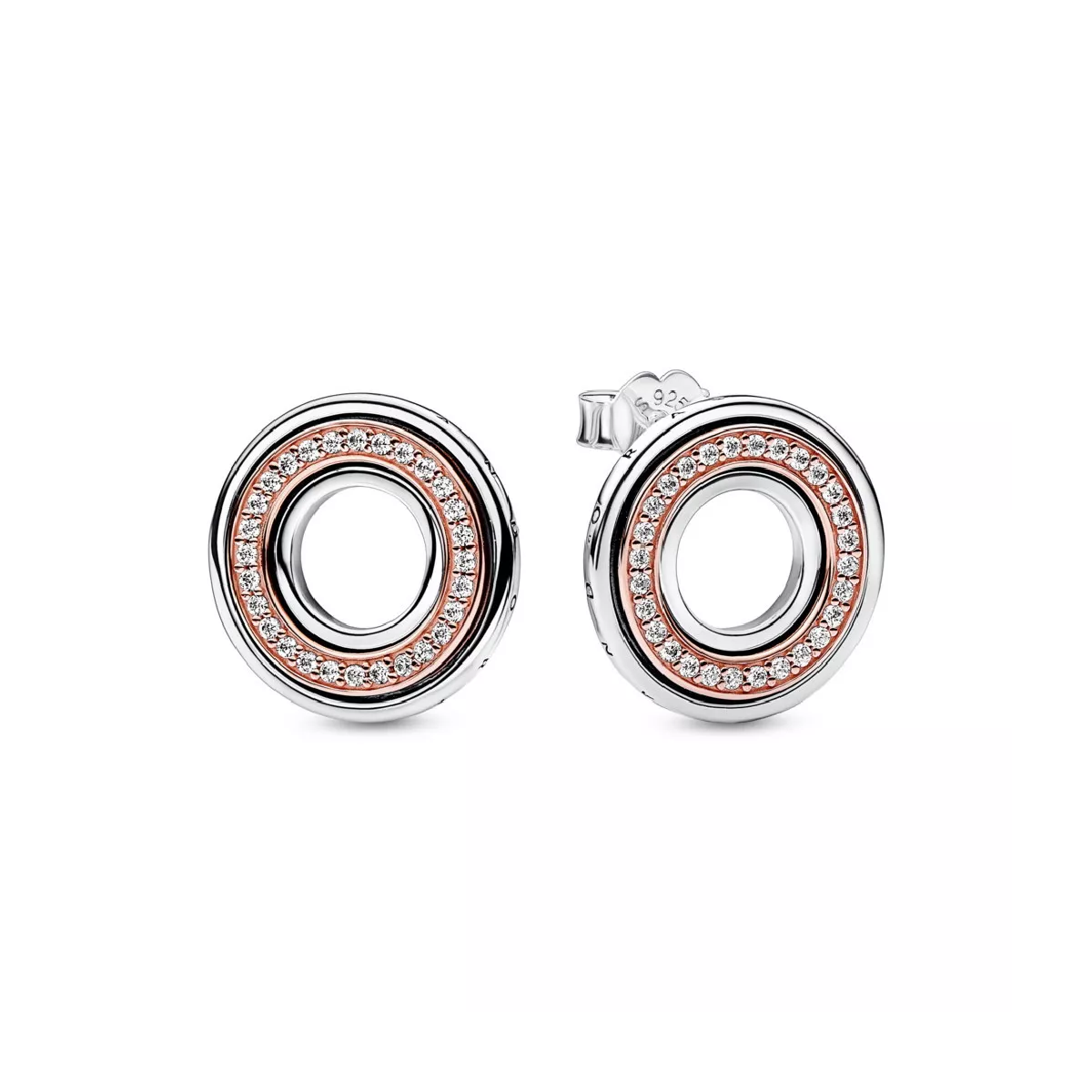 Arracades Pandora plata rose gold plated 14k zircon - 282780C01