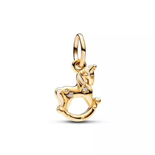 Charm Pandora unicorn plata 14k gold-plated zircon esmalt blanc - 762978C01