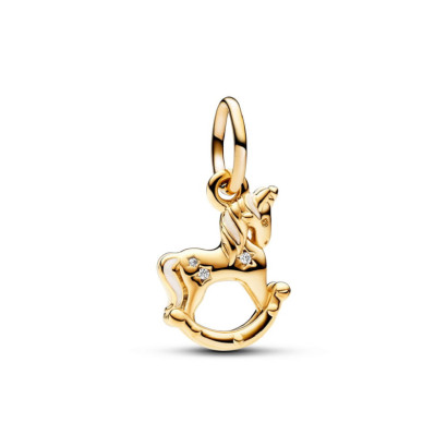 Charm Pandora unicorn plata 14k gold-plated zircon esmalt blanc - 762978C01