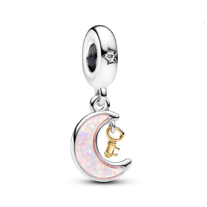 Charm Pandora plata luna opalo lab.llave 14k gold-plated circon - 762985C01