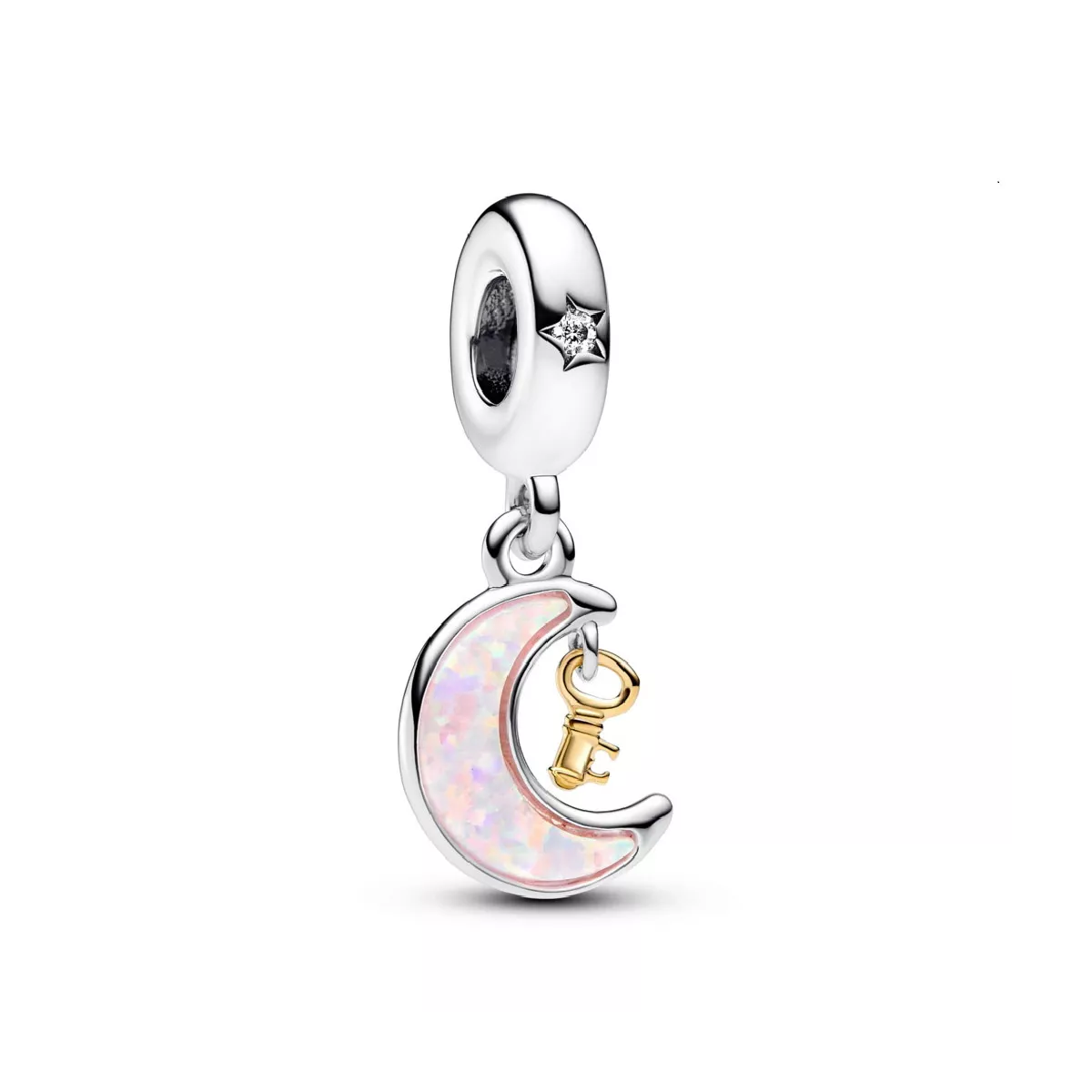 Charm Pandora plata lluna opal lab.clau 14k gold-plated zircon - 762985C01