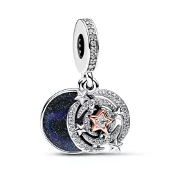 Charm Pandora plata zircon estrelles esmalt blau - 782975C01