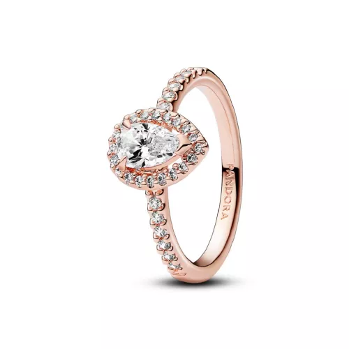 Anell Pandora 14k llagrima rose gold-plated zircon - 182835C01