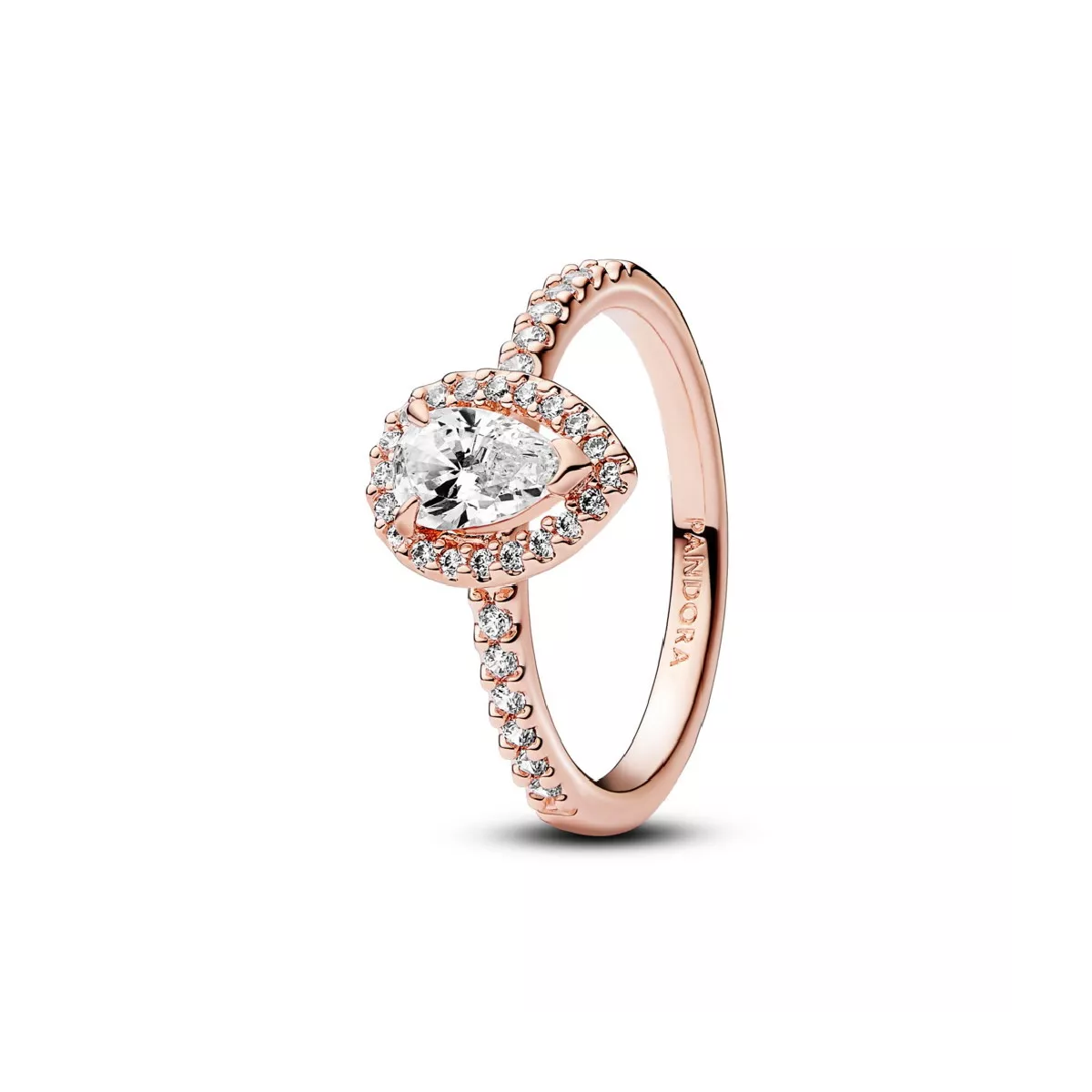 Anell Pandora 14k llagrima rose gold-plated zircon - 182835C01