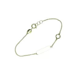 Pulsera nacimiento oro amarillo placa y flor - PU-1002-1