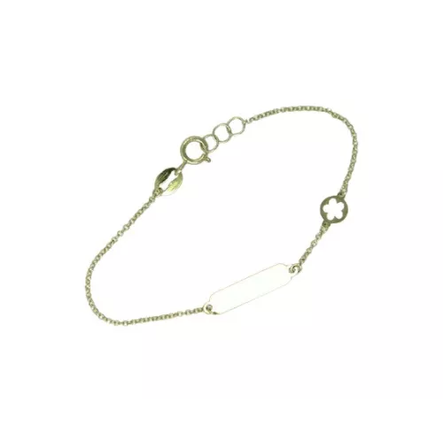 Pulsera nacimiento oro amarillo placa y flor - PU-1002-1
