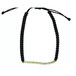 Polsera or groc 18k brill-0.19k tipo rivier i nylon negre - A6474P