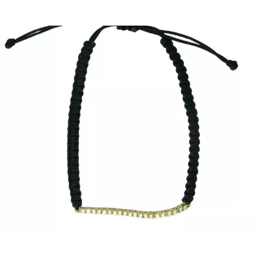 Polsera or groc 18k brill-0.19k tipo rivier i nylon negre - A6474P