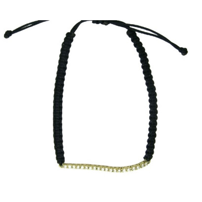 Polsera or groc 18k brill-0.19k tipo rivier i nylon negre - A6474P