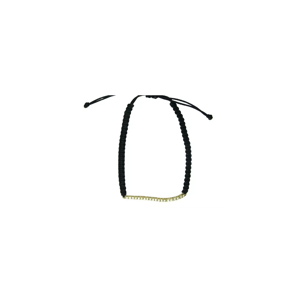 Polsera or groc 18k brill-0.19k tipo rivier i nylon negre - A6474P