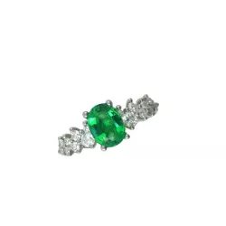 Anillo oro blanco 18k 16bri-0.50k esmeralda 8x6 - JABR0441