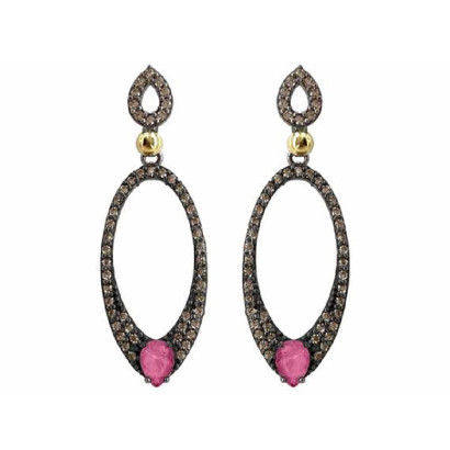 Arracades Bohemme plata or zircon xampany quars - 7TEA019EP