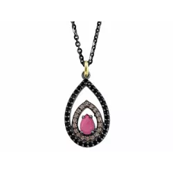 Penjoll Bohemme plata or zircon xampany i negre - 7TEA003P42P