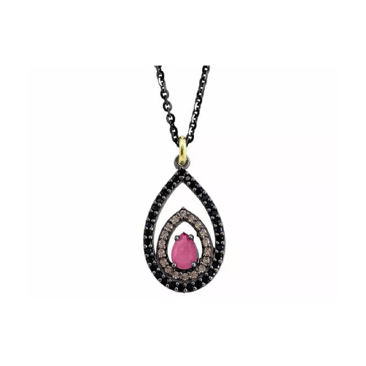 Penjoll Bohemme plata or zircon xampany i negre - 7TEA003P42P