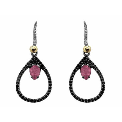 Pendientes Bohemme plata oro cuarzo - 7FRM004ETU