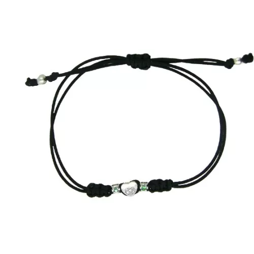 Polsera or blanc 18k cor brillants i 2 maragdes nylon - JPUB0177