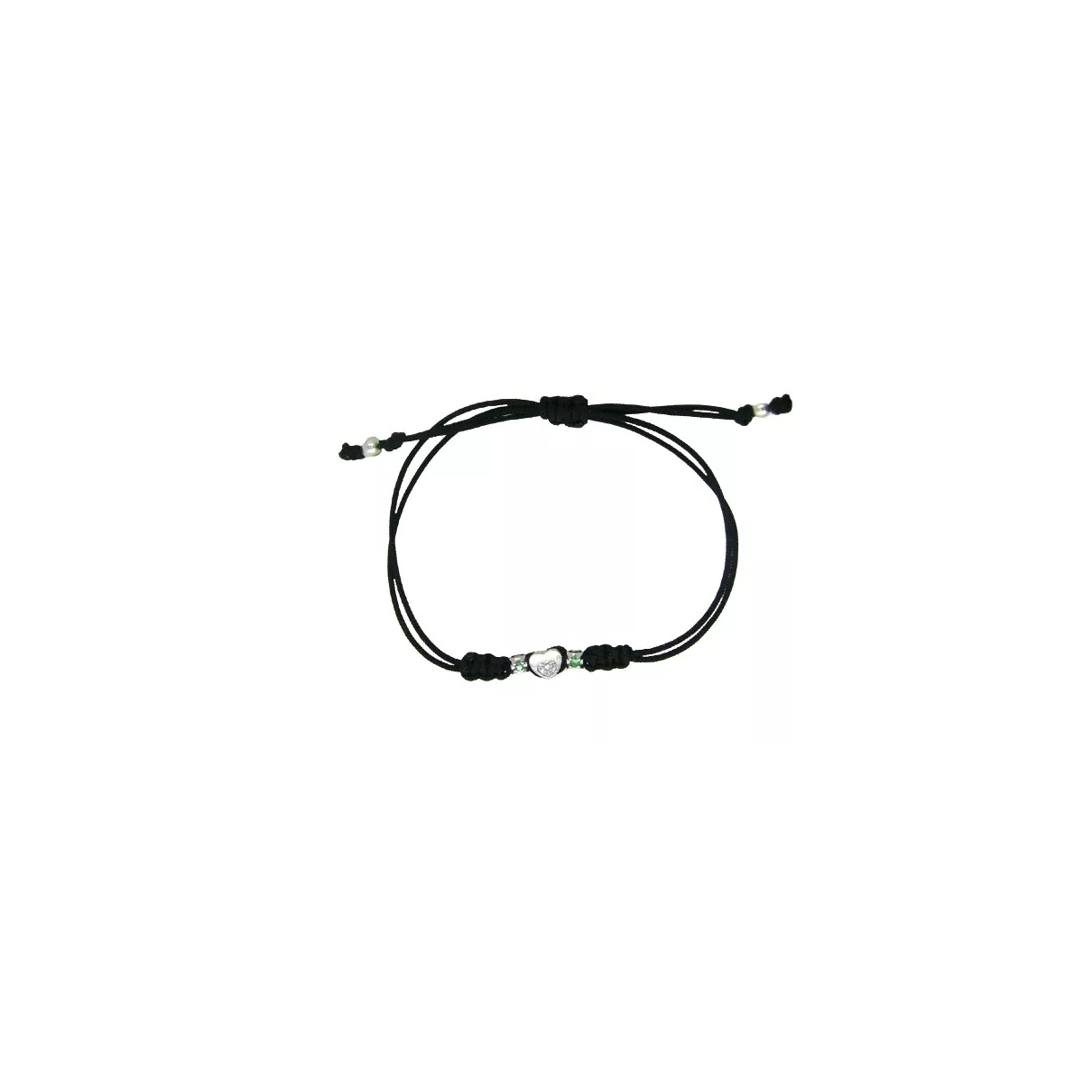 Polsera or blanc 18k cor brillants i 2 maragdes nylon - JPUB0177