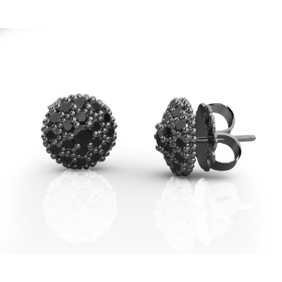 Pendientes Bohemme plata oro espinelas negras - 7ETE020E