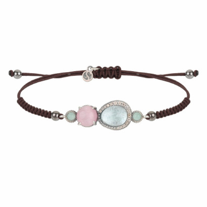 Polsera Sunfield plata aiguamarina calcedonia quars rosa - PU064623