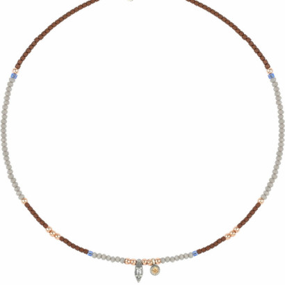 Collar Sunfield plata rose agata hematites - CL064583