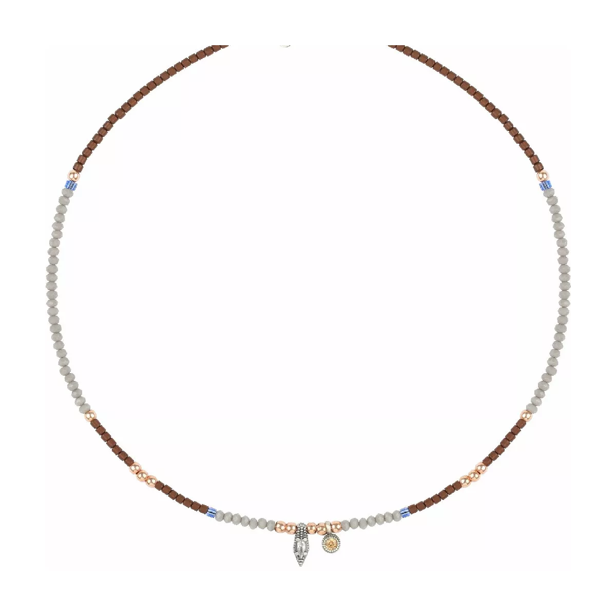 Collar Sunfield plata rose agata hematites - CL064583