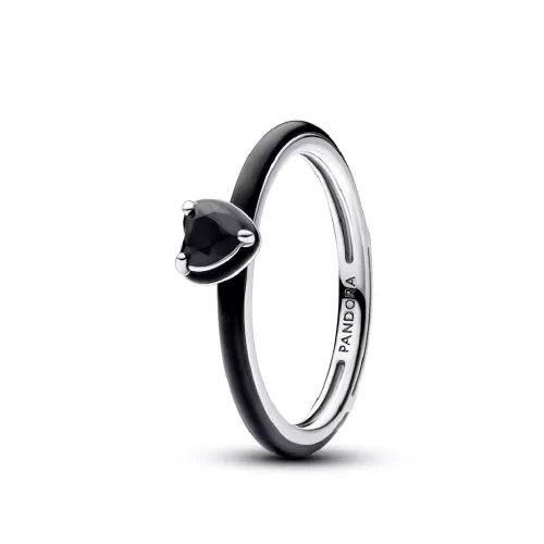 Anillo pandora corazon plata cristal negro - 193088C01