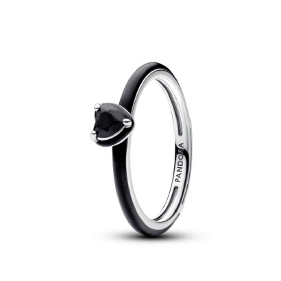 Anillo pandora corazon plata cristal negro - 193088C01