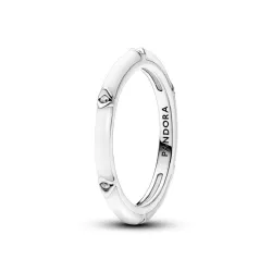 Anell Pandora plata esmalt blanc zircon - 193089C01