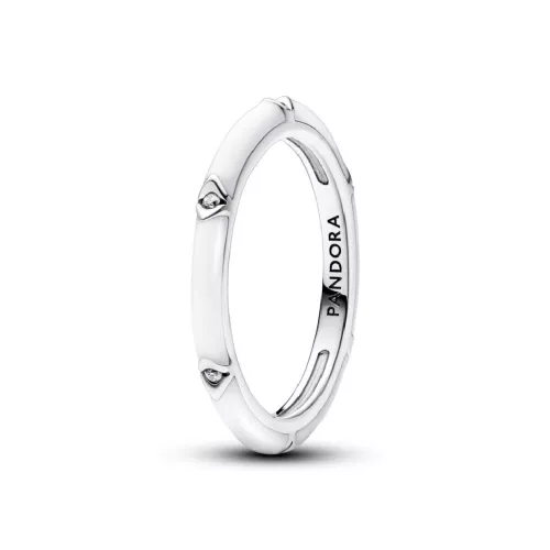 Anillo Pandora plata esmalte blanco circon - 193089C01