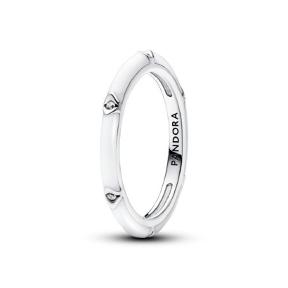 Anillo Pandora plata esmalte blanco circon - 193089C01