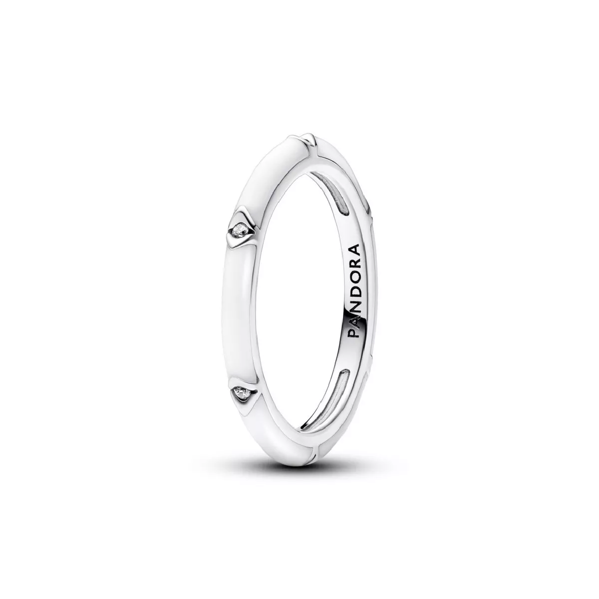 Anell Pandora plata esmalt blanc zircon - 193089C01