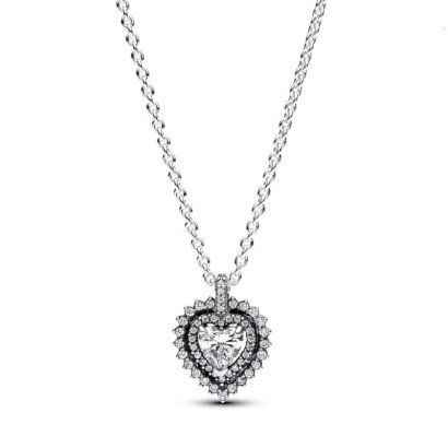 Collar Pandora corazon plata circon - 393099C01-45