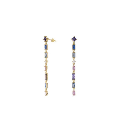 Arracades plata xapada zircon color - 19408-A