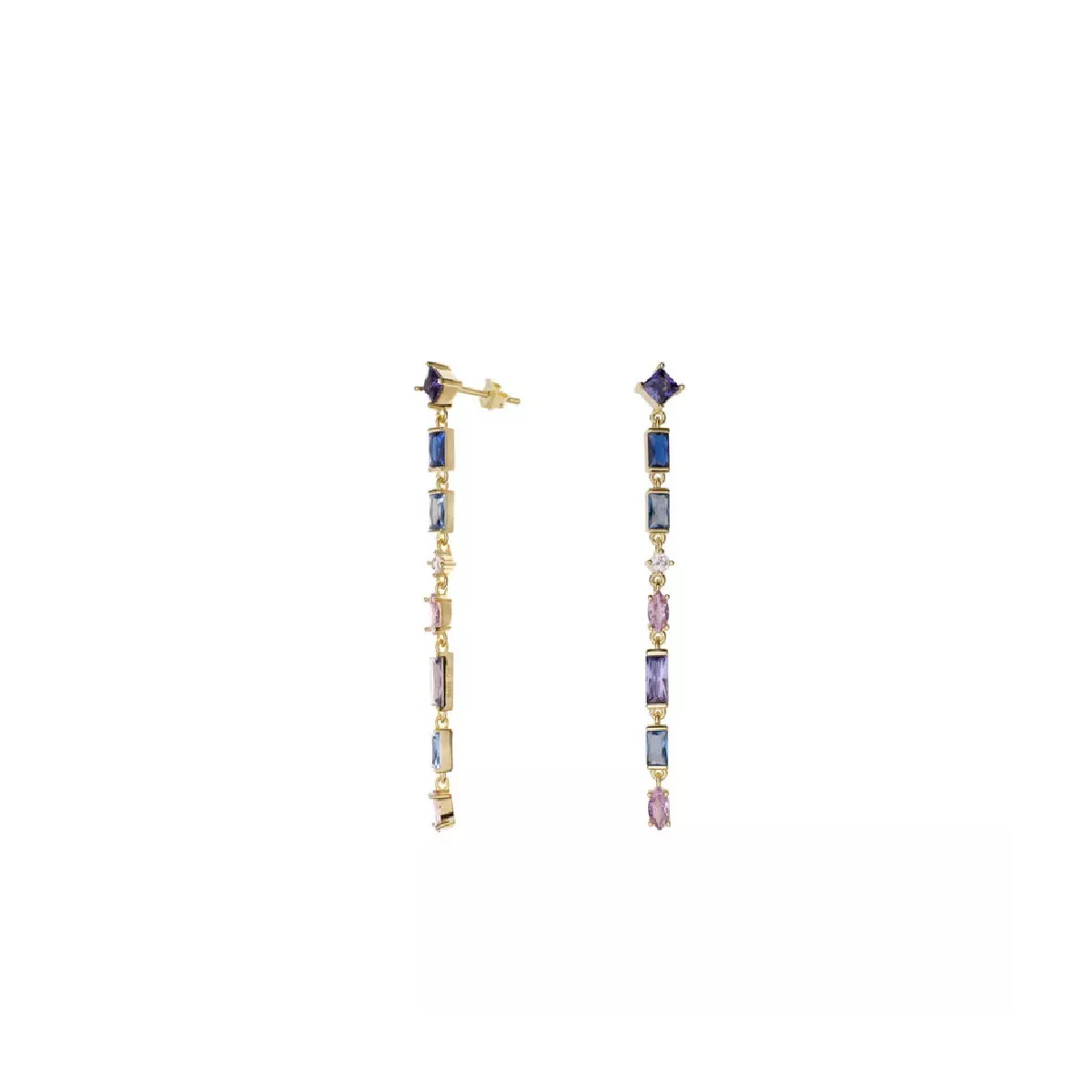 Arracades plata xapada zircon color - 19408-A