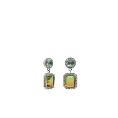Pendientes plata circon colores - 19593-V-A