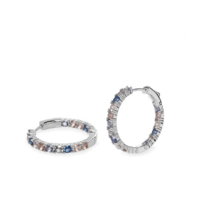 Arracades criolla plata zircon colors 25mm diametre exterior - 18880-A