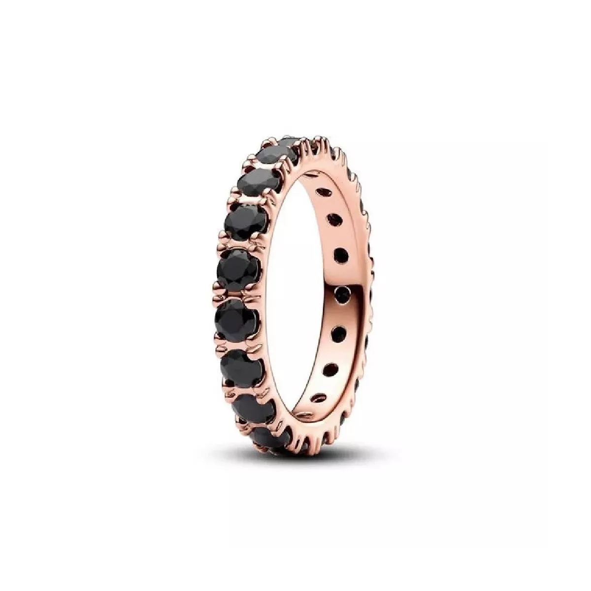 Anillo Pandora plata 14k rose gold-plated circon negro - 180050C02