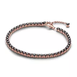 Polsera plata rose gold-plated 14K zircon negre - 581469C02