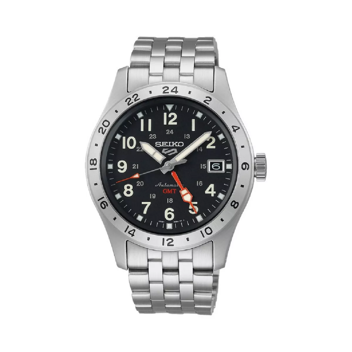 Reloj Seiko Sport 5 Gmt negra acero - SSK023K1