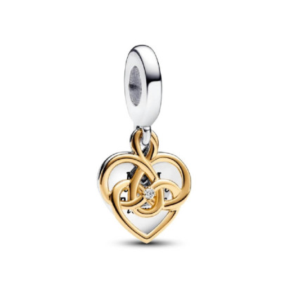 Charm Pandora plata 14k gold-plated  cor Mom 1 brillant - 763237C01