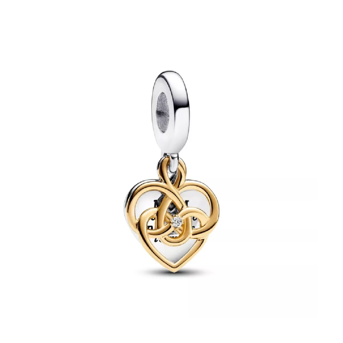 Charm Pandora plata 14k gold-plated  cor Mom 1 brillant - 763237C01