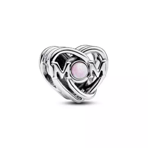 Charm Pandora plata cor Mom opal lab-created - 793233C01