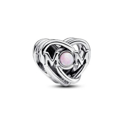 Charm Pandora plata cor Mom opal lab-created - 793233C01
