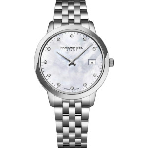 Reloj Raymond Weill Toccata 11 brillantes esfera nacar 34mm de diametro de caja cristal zafiro 50m water resista - 5385-ST-97081