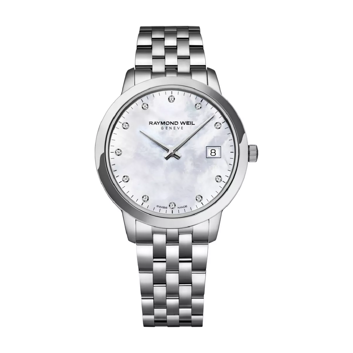 Reloj Raymond Weill Toccata 11 brillantes esfera nacar 34mm de diametro de caja cristal zafiro 50m water resista - 5385-ST-97081