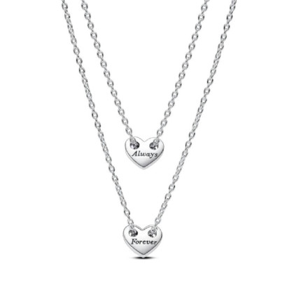 Collar Pandora plata corazon always forever con cadena  - 393207C00-45