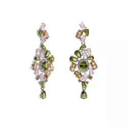 Arracades plata zircon colors llargues - 19588-A