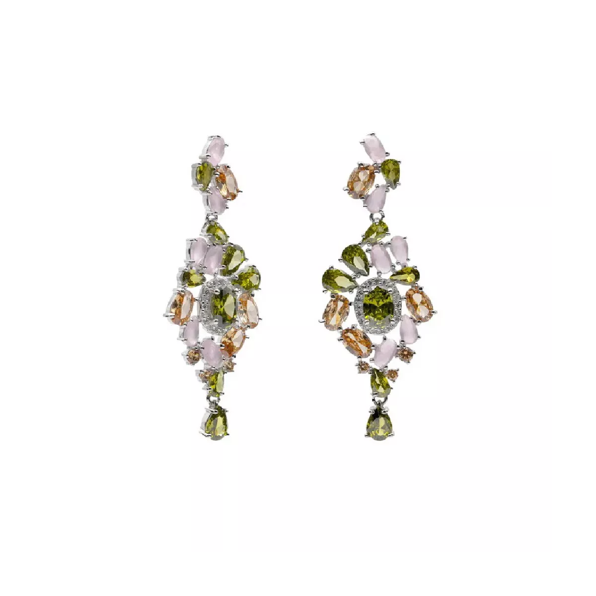 Arracades plata zircon colors llargues - 19588-A